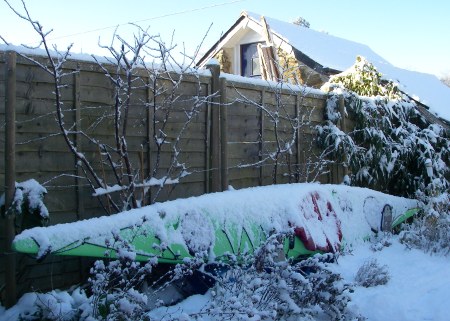 Snow on kayak